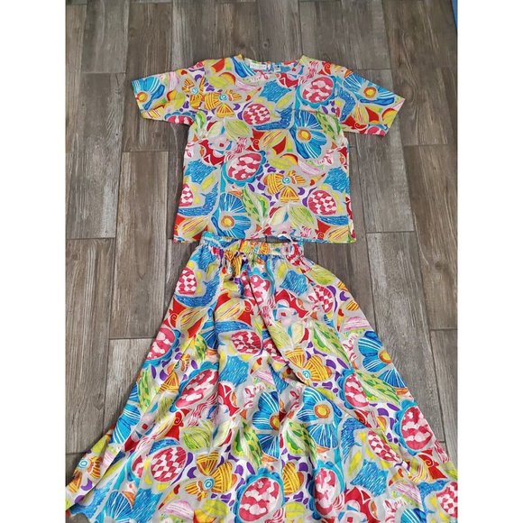 restless clothiers Pants - Vintage Restless Clothiers 100% Silk Top & Skirt Set In Size M. Grandmacore. EUC